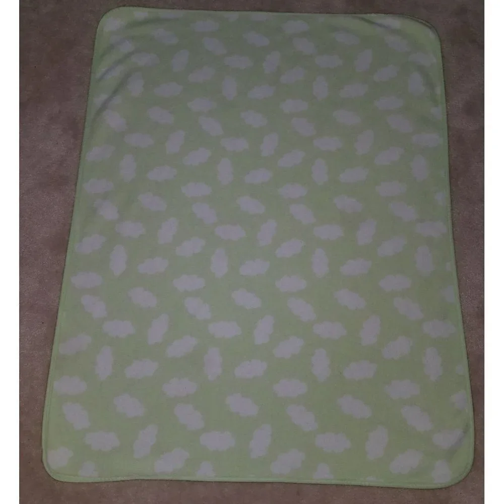 Message From Heart Green/White Clouds Baby Security Blanket Lovey 30